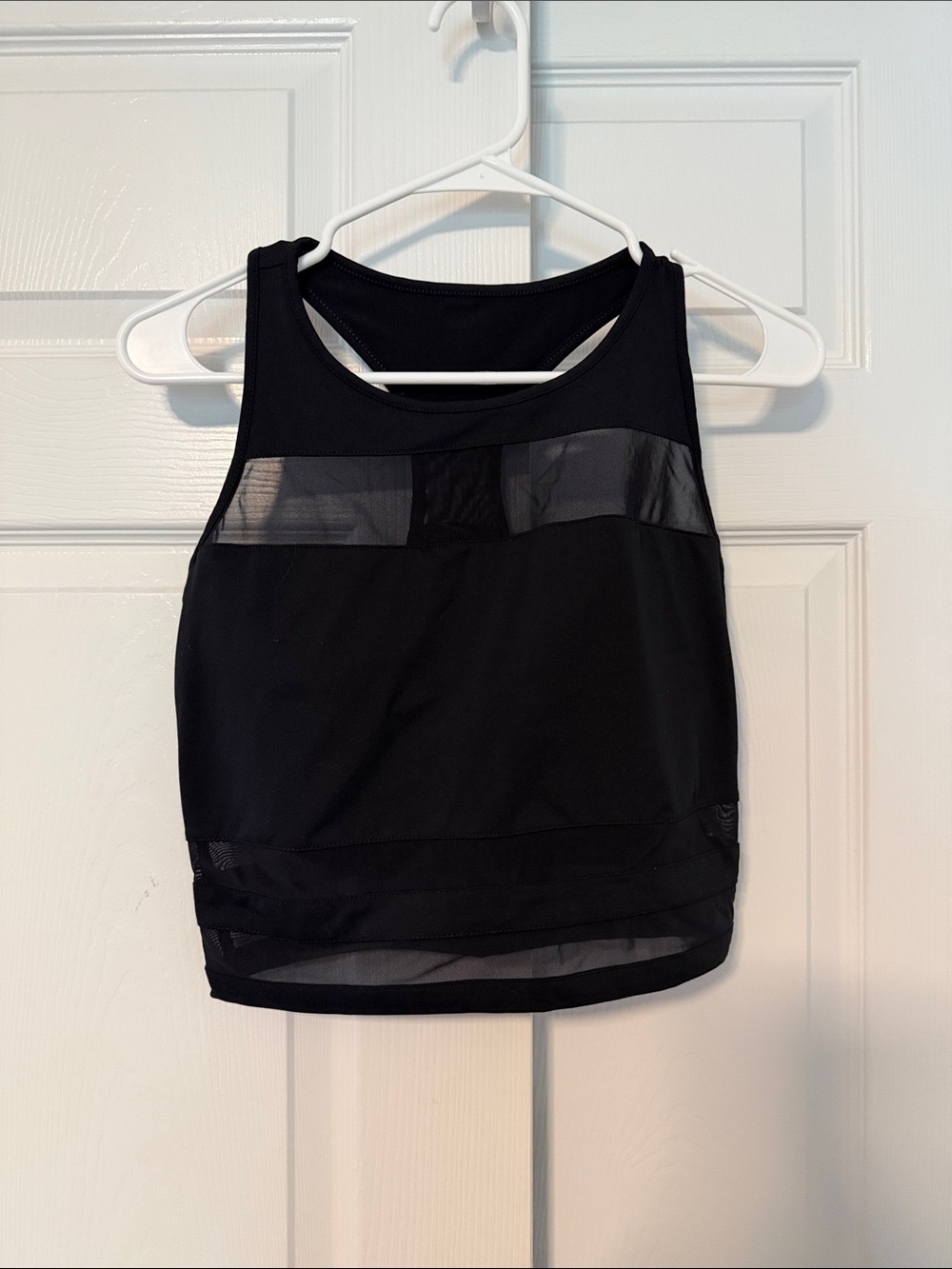 Fabletics Black Mesh Crop Tank Top with built in bra